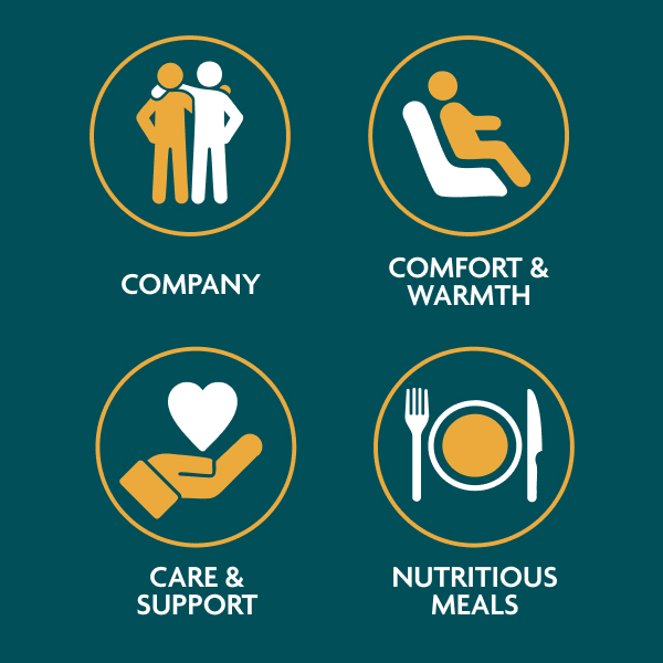 care icons, company, meals, support