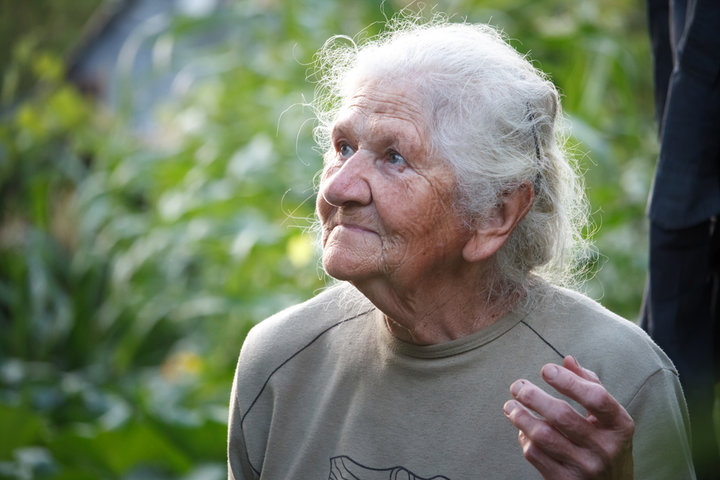 old woman looking confused