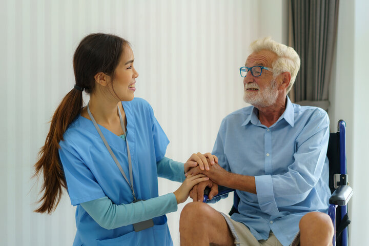 nurse and resident in wheelchair